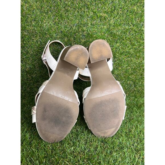 TORRID Caged‎ Front Stacked Heel Sandals Bone/Snakeskin 9W - Picture 7 of 13